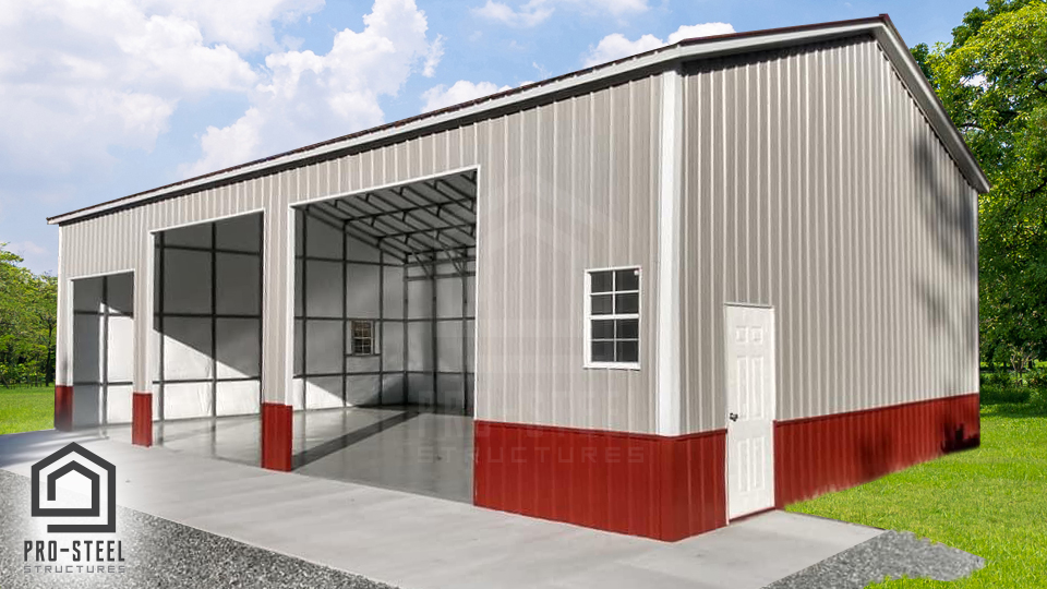 30x50x14-All-Vertical-Steel-Garage-Building-with-Wainscot